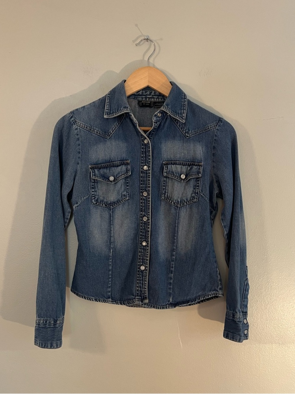 Vintage Periscope Western Pearl Snap-Button Denim Shirt Cowgirl Ranch Small